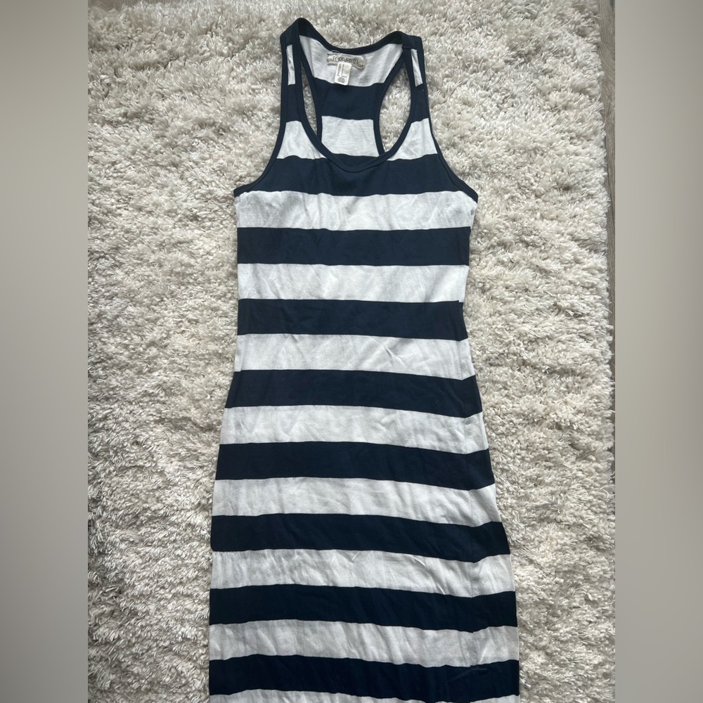 Navy blue striped maxi dress F21 size small